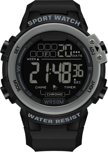 Findtime Sports Watches for Men Digital, Big Face LED Dial Easy to Read Time Wrist Watch with Countdown Timer Dual Time 5Bar Waterproof